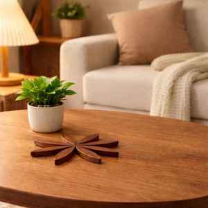 Posavasos de madera, accesorios de mesa, decoración del hogar, posavasos clásicos de madera para té y café de Universal Overseas - Product Image 2