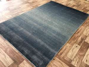 Tapis tissé à la main en laine/soie à double nœud - Design géométrique moderne, poils très épais, lavable pour usage domestique et commercial - Product Image 2
