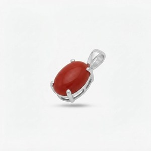 Pendentif Corail Ovale Plaqué Rhodium en Argent Sterling Tendance – Fait Main, Minimaliste, Cadeau Idéal pour Elle, Bijou Délicat - Product Image 3