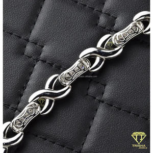 Fully Iced Out <b>Infinity</b> Bracelet With Pear Shape Lab Grown Diamond Links In 925 Sterling Silver Jewelry - Product Image 6