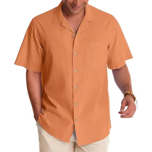 Chemises décontractées d'été personnalisées pour hommes, respirantes, écologiques, à manches courtes et boutonnées, couleur unie, tendance, fabrication OEM ODM de haute qualité - Product Image 2