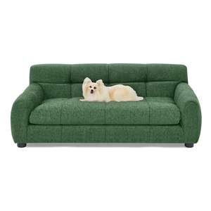 Moderno divano rettangolare per animali domestici comodo e morbido con schienale braccioli per cani di grandi e medie dimensioni-verde - Product Image 6