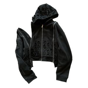 Streetwear OEM à la mode personnalisé, sweats à capuche vintage à fermeture éclair et manches zippées en éponge française pour hommes - Product Image 1