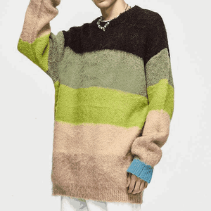 Pull en tricot à rayures personnalisé pour homme, col rond décontracté, pull d'hiver - Product Image 6