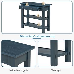 Consolle in Stile Retrò con Cassetto e Due Ripiani per Ingresso o Soggiorno - Product Image 6