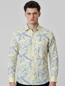 Men's Slim Fit Floral Printed Casual Shirt Full Sleeve Turn-<b>down</b> Collar Summer Style Poplin Fabric - Product Image 1