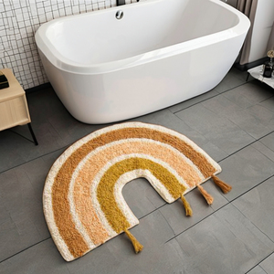 Tapis de bain ovale en coton touffeté lavable antidérapant avec une forte adhérence pour la sécurité à la maison et à l'hôtel - Product Image 1