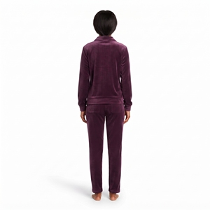 Conjunto de chándal de terciopelo personalizado para mujer, dos piezas, corte regular, chaqueta con cremallera completa y pantalones a juego, ropa de invierno, fabricante mayorista - Product Image 3