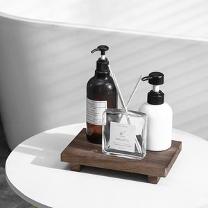 Solid Wood Pedestal Display Riser Tray <b>Rustic</b> Farmhouse Countertop Stand for <b>Bathroom</b> Kitchen Coffee Bar <b>Vanity</b> Decor - Product Image 4