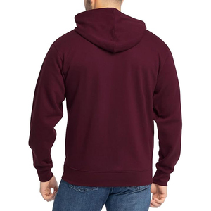 Sudadera con capucha para hombre, color granate, con cremallera completa, ajuste regular, informal, de forro polar, color liso, con bolsillo frontal, de algodón tejido, para otoño - Product Image 3