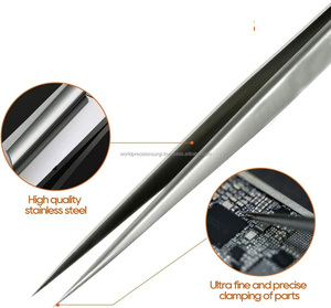 Ensemble de pinces à cils en acier inoxydable de précision, pointe lisse, courbées et droites, pour application beauté - Product Image 2