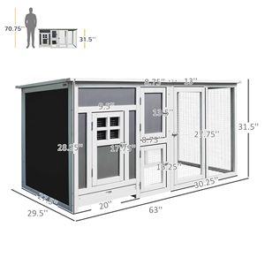 63-Inch Wooden Chicken Coop with PC Roof Backyard <b>Rabbit</b> Hutch and Poultry <b>Cage</b> Hen Pen & Run Box for Chickens & <b>Rabbits</b> - Product Image 2