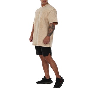 T-shirt Homme Personnalisé en Gros, Délavé à l'Acide, Imprimé sur le Devant, Coupe Ample Oversize, Style Urbain, Grandes Tailles - Product Image 1