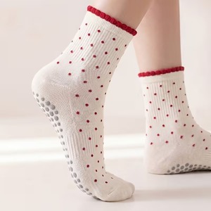 JZVINA Non-Slip Yoga <b>Socks</b> Ankle Length Dot Pattern Anti-Slip <b>Grip</b> Cotton Spandex Women's Sports <b>Socks</b> Vietnam Made - Product Image 2