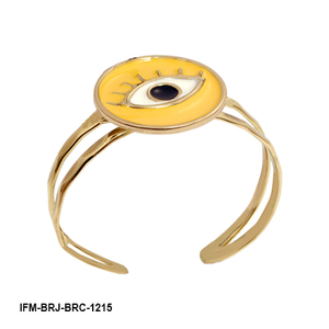 Brazalete Geométrico de Latón con Ojo Amarillo Hecho a Mano, Colección Radiant Vigil, Ajustable, Moderno para Mujer - Product Image 1