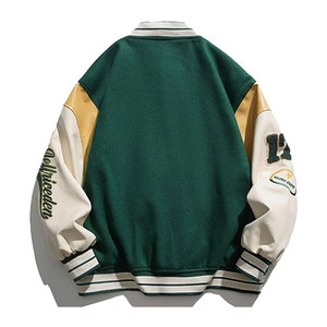 Wholesale Custom Hot Fit Women's Varsity Baseball <b>Jackets</b> High Quality Top with <b>Long</b> Winter Sleeves Blank <b>Leather</b> Sleeves - Product Image 3