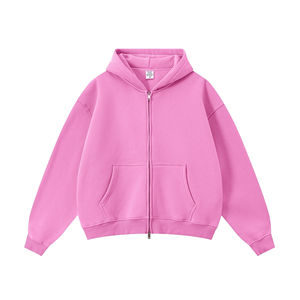 Sweat à capuche vintage pour homme, 100 % coton épais, streetwear, coupe oversize, avec fermeture éclair double sens, épaules tombantes, vierge - Product Image 4