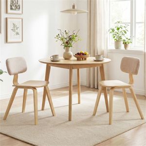 Set di 2 Sedie da Pranzo Imbottite in Velluto Teddy, Design Imbottito in Peluche Beige e Naturale - Product Image 3