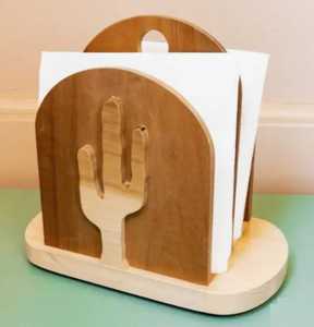 Porta Servilletas de Madera con Paneles Laterales Curvos, Asas con Recorte Circular, Acabado Liso, Organizador Minimalista para Mesa de Comedor - Product Image 2