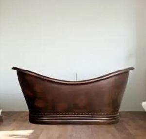 Bañera independiente con patas de gato, acabado en cobre, bañera ovalada de metal vintage para baño y spa - Product Image 4