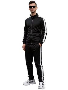 OEM Men's Casual Tracksuit Black Red Hoodie Zipper Jacket Elastic Waist Pants Solid Color Full Length Jogger Set Autumn Wear - Product Image 4