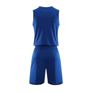 Ensemble de maillot de basket-ball sans manches unisexe bleu, respirant, en maille, évacuant l'humidité, short à taille élastique, coupe régulière, tous sports - Product Image 2