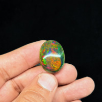 Opale noire éthiopienne naturelle 30,55 carats, cabochon ovale, pierre précieuse Welo avec feu multicolore