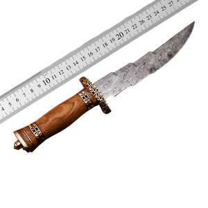 Cuchillo Bowie de Caza Multifuncional de Hoja Fija de Acero de Damasco Hecho a Mano con Mango de Madera, OEM/ODM Disponible, Personalizable - Product Image 5