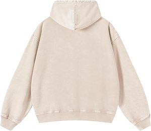 Sweat-shirt à capuche zippé intégral personnalisé, délavé à l'acide, en molleton épais 100% coton mélangé, style vintage et coupe oversize, pour la vente en gros - Product Image 4