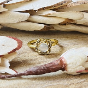 Unique Premium Design Flower <b>Ring</b> Quartz Gold Plated Brass <b>Ring</b> Zircon Floral Boho <b>Statement</b> <b>Ring</b> Handmade Dainty Wholesale <b>Ring</b> - Product Image 1