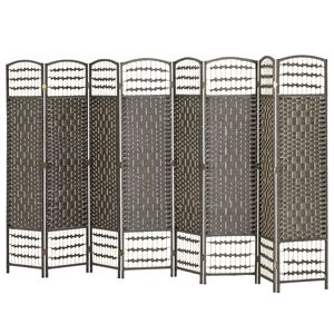 8-Panel Portable Privacy <b>Screen</b> Translucent Wave Fiber Room Divider Dark Gray <b>Folding</b> Room Partition for Home Office Traditional - Product Image 1