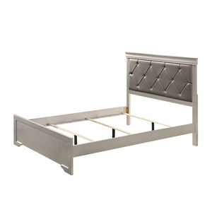 Letto Moderno Queen Size in 1 Pezzo con Finitura Beige Champagne, Testiera in Legno con Texture Coccodrillo e Rivestimento in PU, Bottoni in Cristallo - Product Image 4