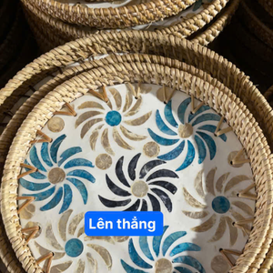 Plateau en rotin incrusté de nacre vietnamienne unique pour la décoration d'appartements modernes et le rangement des télécommandes sur la table - Product Image 6