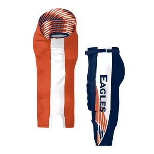 Ensemble de maillot de football américain sublimé col en V manches courtes 23 orange et pantalon bleu marine à fermeture boutonnée unisexe hiver - Product Image 5