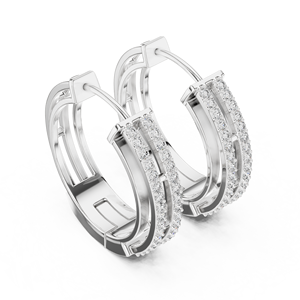 Boucles d'oreilles créoles Bali audacieuses en argent sterling 925 avec zircon pavé, bijoux de luxe pour femme - Product Image 4