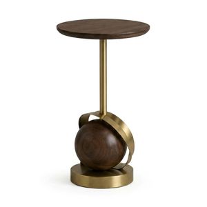 Indian Direct Supplier Stylish <b>Round</b> Wooden <b>Side</b> <b>Table</b> with Brass Accents Contemporary Design for Living Room Home Furniture - Product Image 3