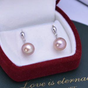 Boucles d'oreilles pendantes en perles d'eau douce Edison pour femmes, 11-12 mm, rondes, forte luminosité, design de niche avec argent S925 - Product Image 3