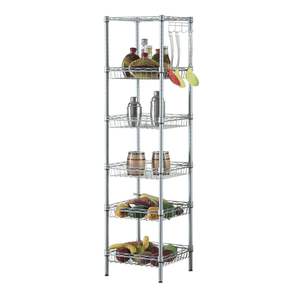 Concise 6-Layer Silver Gray <b>Storage</b> Rack Carbon Steel & PP for <b>Kitchen</b> Organization - Product Image 1