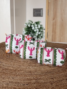 Eco-Friendly Vintage Cotton Block Printed <b>Large</b> Water Resistant Lightweight <b>Makeup</b> Cosmetic <b>Bag</b> Set with Zipper Closure 3 PCS - Product Image 3