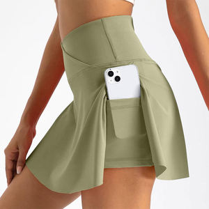 Jupe de tennis respirante pour femme, extensible dans les 4 sens, avec logo sur la taille avant, anti-humidité, en Spandex/Nylon écologique – Grande Vente - Product Image 5