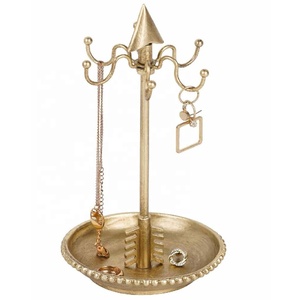 New Arrival 6 Hook Necklace Jewelry Stand Decorative Trinket Dish Metal Storage Organizer for Vanity Wedding & Engagement Gift - Product Image 1