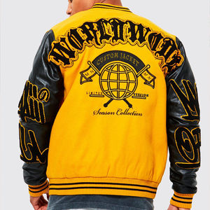 Custom Logo Men Streetwear Varsity <b>Letterman</b> <b>Jacket</b> Leather Sleeves Embroidery Patch Oversized Bomber Baseball <b>Jacket</b> - Product Image 6