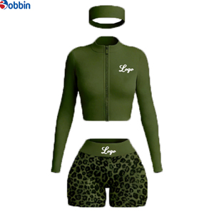 Women's Winter <b>Workout</b> Sets 3-Piece Hip Hop Style Sports <b>Jacket</b> & Gold Zipper Shorts Solid Color Spandex/Cotton Gym Yoga Set - Product Image 4