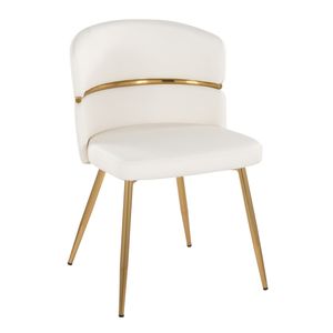 Ensemble de 2 chaises de salle à manger Cinch Glam/Art Déco en métal doré et similicuir blanc, style glamour - Product Image 2