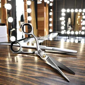 Hair Salon Scissors Premium 5.75-Inch Left-Handed Barber Scissors Stainless Steel 440C Beauty Salon Hair Scissors Durable Steel Handle Straight