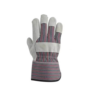 Gants de travail robustes en cuir de vachette pleine fleur avec dos en coton rayé pour la construction et l'industrie - Product Image 5