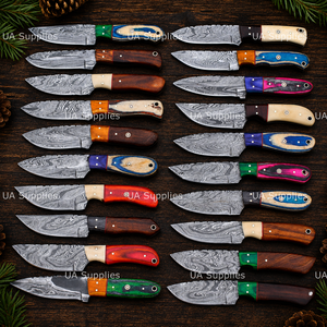 Couteau de chasse artisanal en acier Damas, pointe tombante, lame droite, manche en bois personnalisé, couteaux fixes, étui en cuir, OEM ODM, vente en gros - Product Image 5