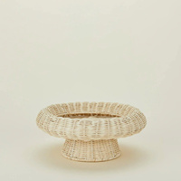 Bowl Decorativa Elevada de Vime Branco com Borda Grossa para Frutas e Centro de Mesa, OEM ODM Atacado