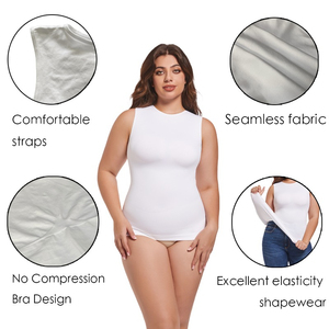 Top sin mangas de cuello redondo liso de alta calidad para uso exterior, mono moldeador de cuerpo y cintura para mujer - Product Image 4