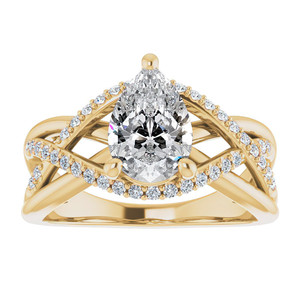Anillo de Oro Sólido de 10, 14 y 18k Personalizado con Diamantes Cultivados en Laboratorio en Forma de Pera, Anillo de Compromiso Infinito para Mujeres y Niñas - Product Image 4